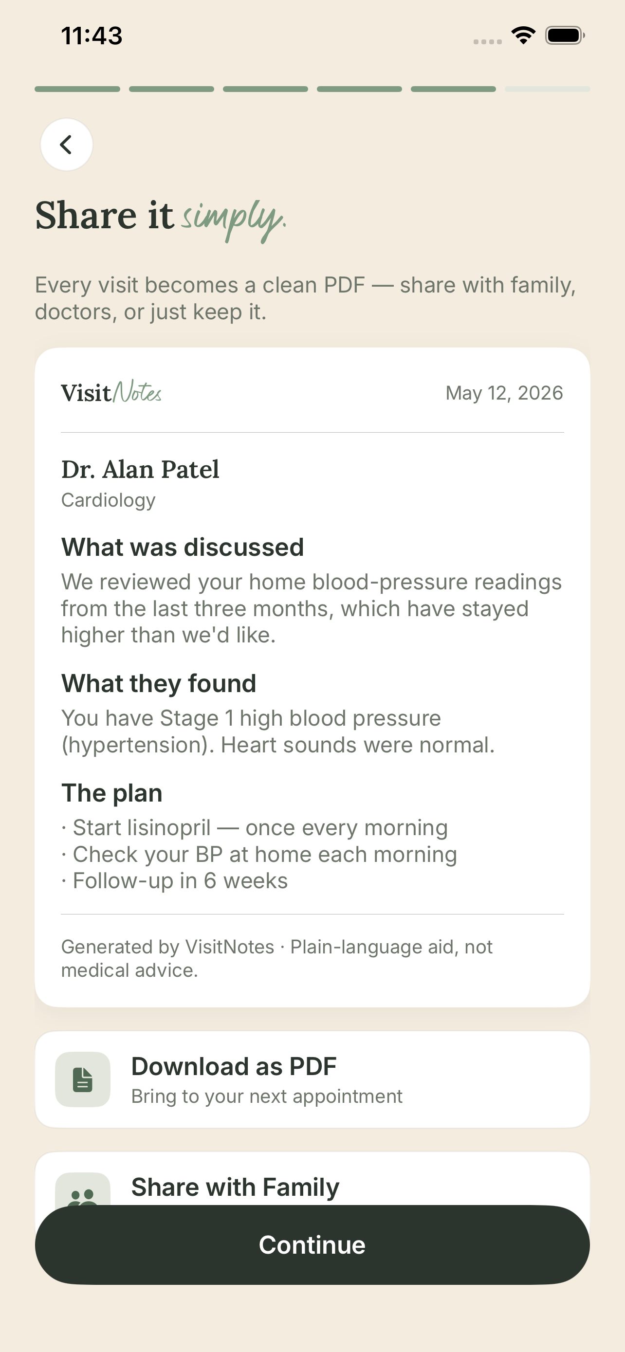 VisitNotes recording screen