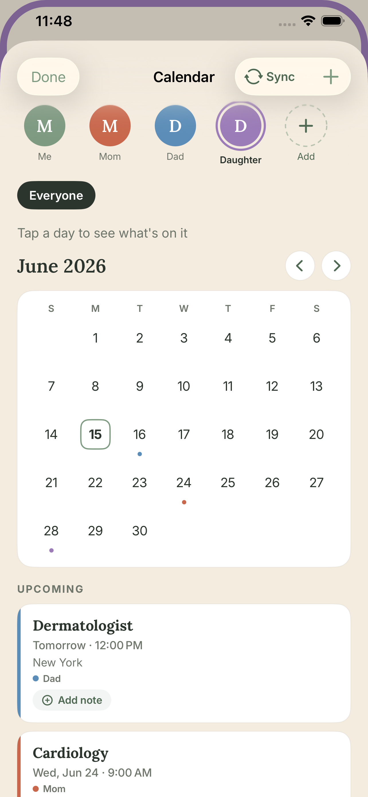 VisitNotes home screen