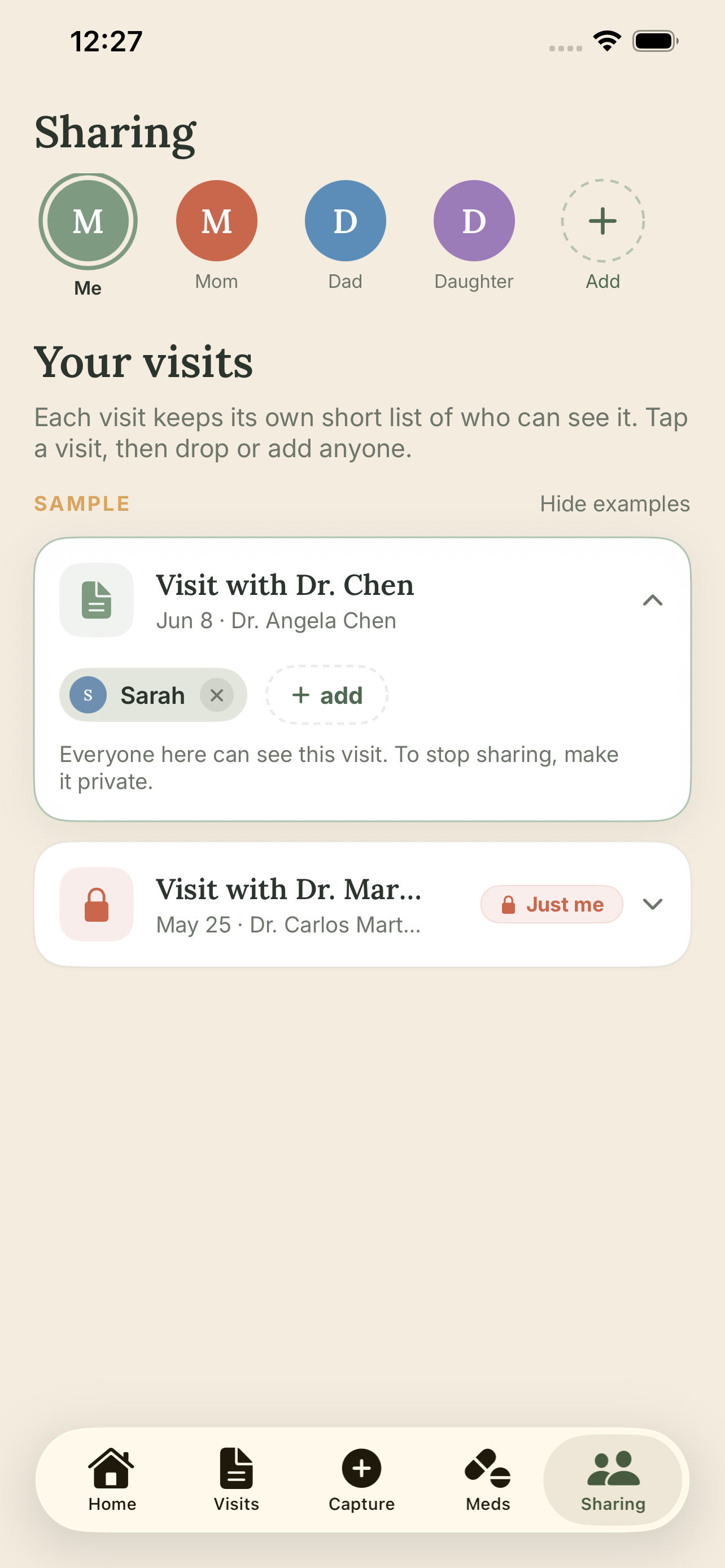 VisitNotes sharing